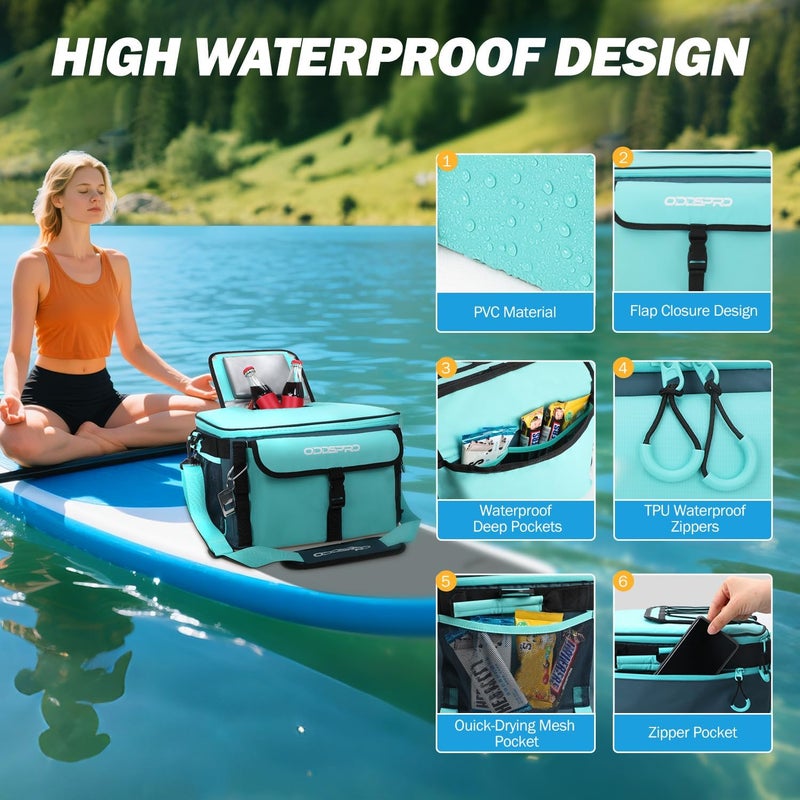ODDSPRO 28L Paddle Board Cooler, Unique Top Opening Flap Waterproof Paddleboard Cooler, Durable PVC Material Fits 42 Cans with Bottle Opener, Paddle Board Accessories for SUP, Kayaking, Camping, Fishing - Image 5